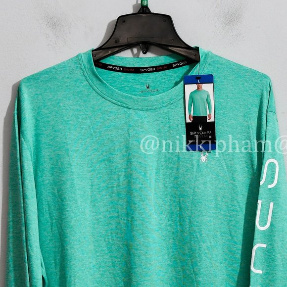 Spyder Men’s sun tee ( Rash Guard),50+ UPF,lightweight IN grEEN - Picture 3 of 5